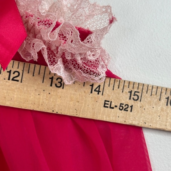VTG Y2K Victorias Secret Sheer Lace Tank Top M Babydoll Red 90s Coquette Pin Up - Picture 7 of 9